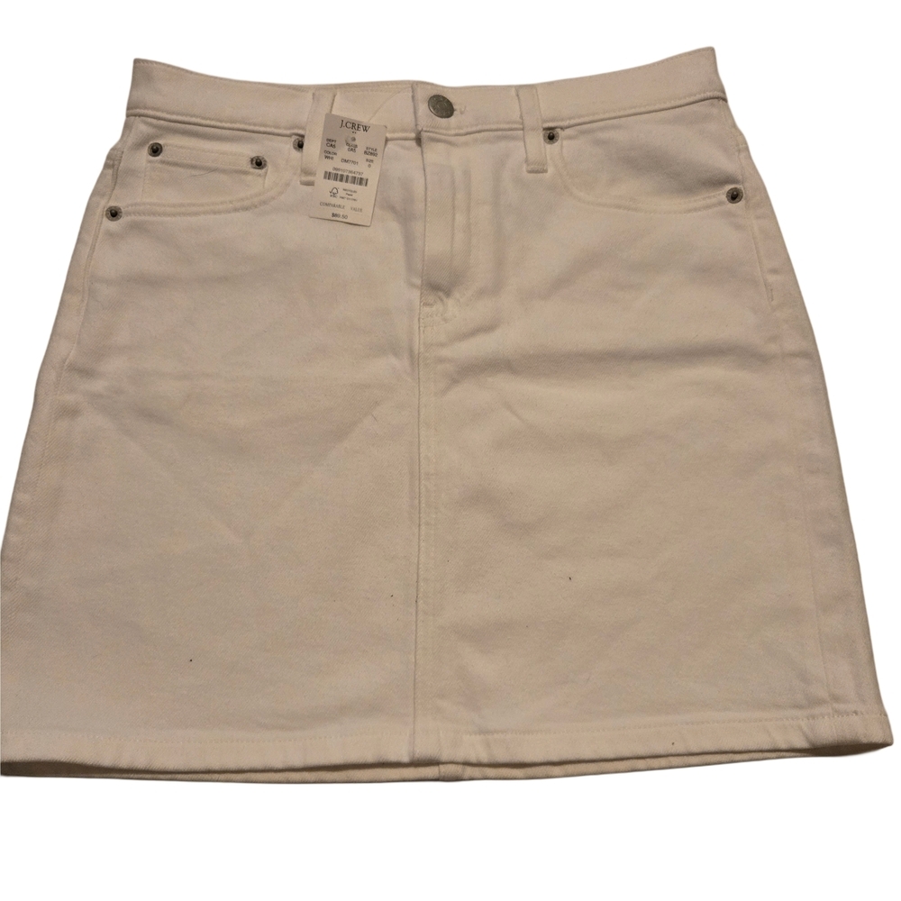 J.Crew White Denim Mini Skirt Size 0 – High Rise, Classic Cotton Jean Skirt, NWT